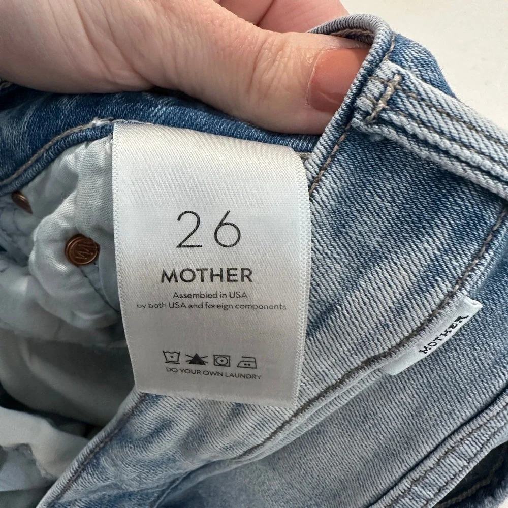 Mother The Tripper Cut Flowers High‎ Rise Distressed Straight Leg Ankle Jeans 26